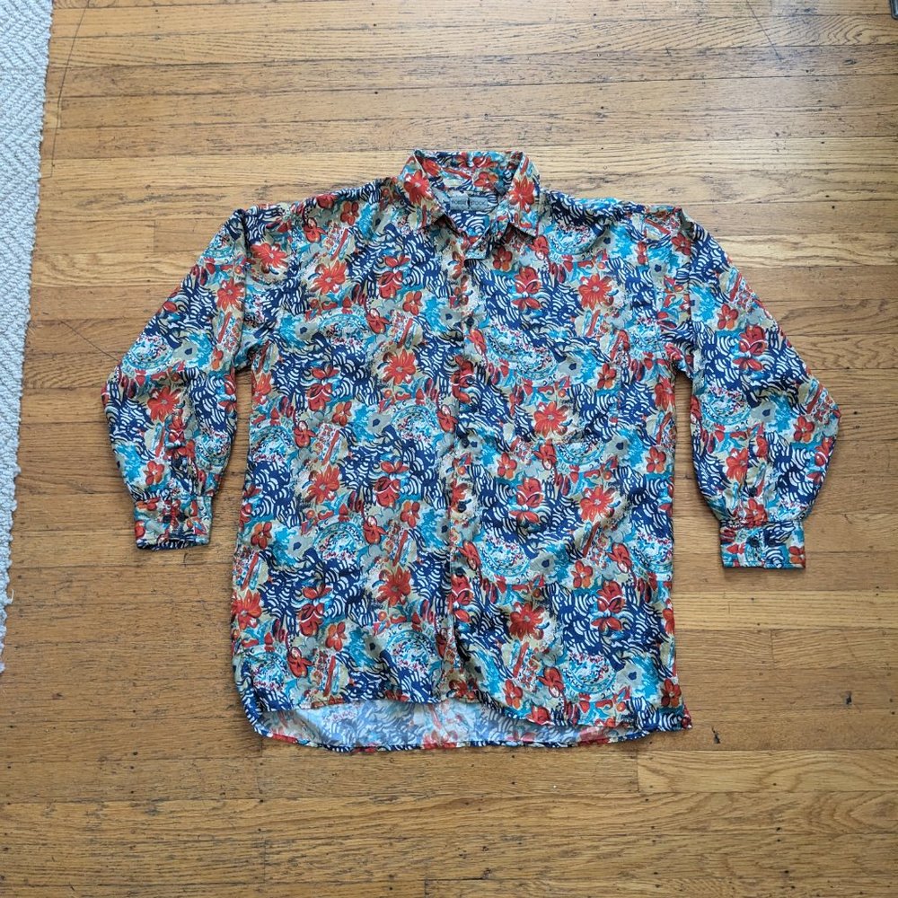 Robert stock Vintage 100% silk shirt - Picture 3 of 7